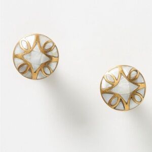 Anthropologie Mother of Pearl Knobs Gold Set of 2